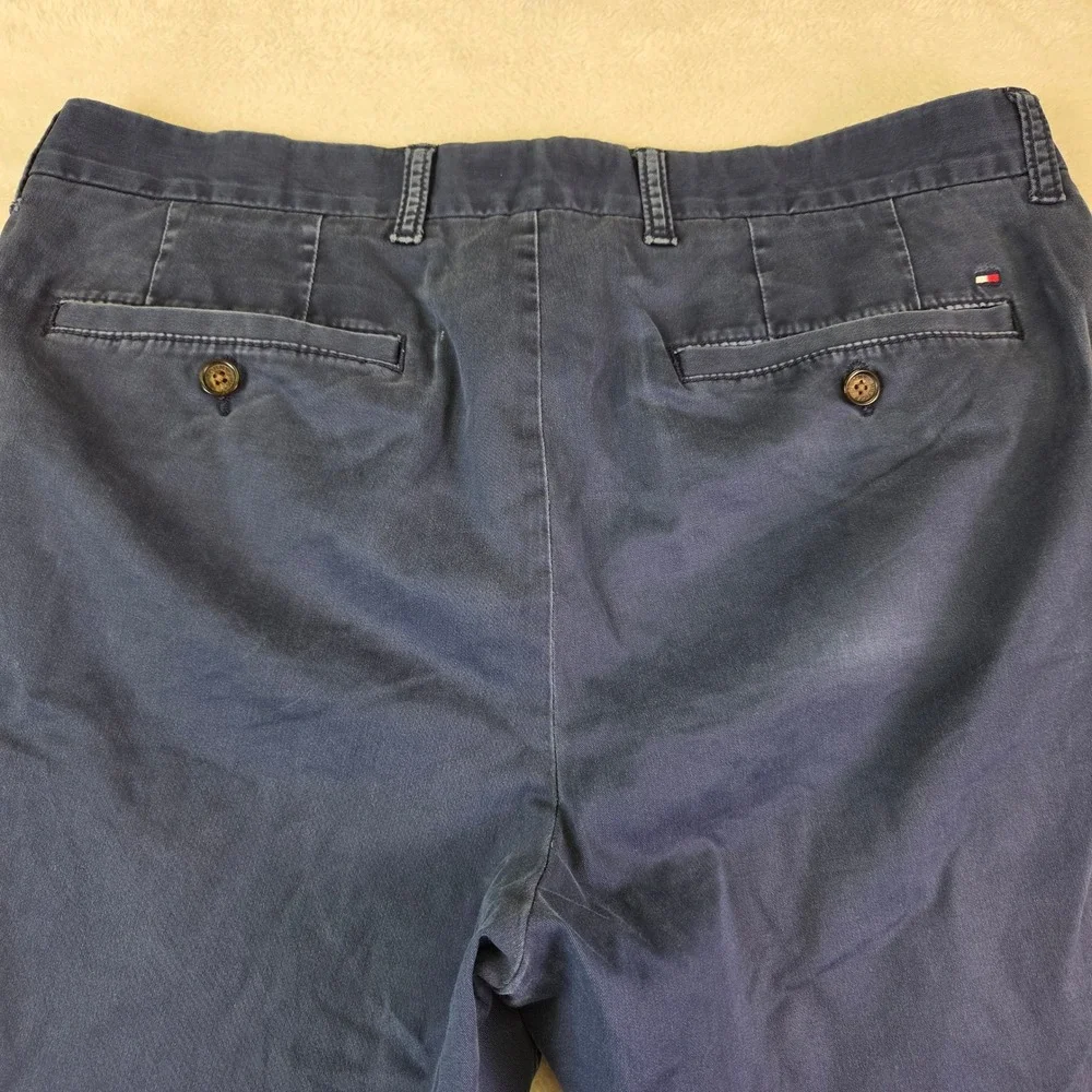 Tommy Hilfiger Tailored Fit Chino Pants Mens 34/32 Navy Blue Cotton Twill 3036